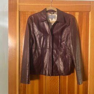 Ann Taylor Leather Jacket. Color Eggplant size medium